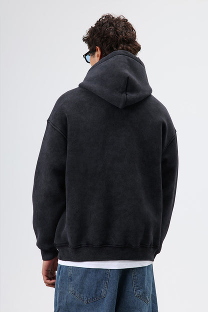 Oversize Baskılı Kapüşonlu Sweatshirt V70-127
