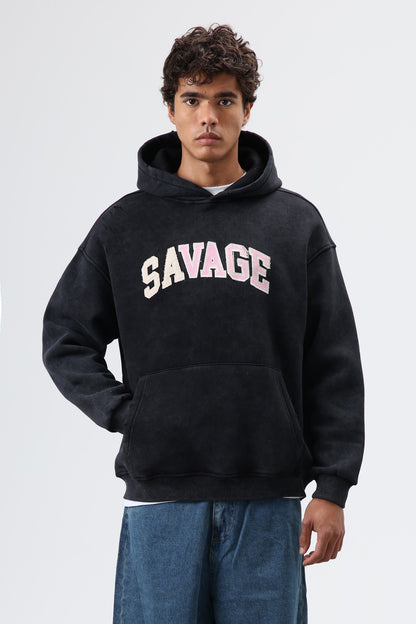 Oversize Baskılı Kapüşonlu Sweatshirt V70-127