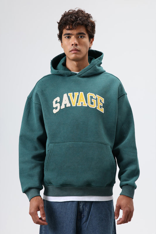 Oversize Baskılı Kapüşonlu Sweatshirt V70-127
