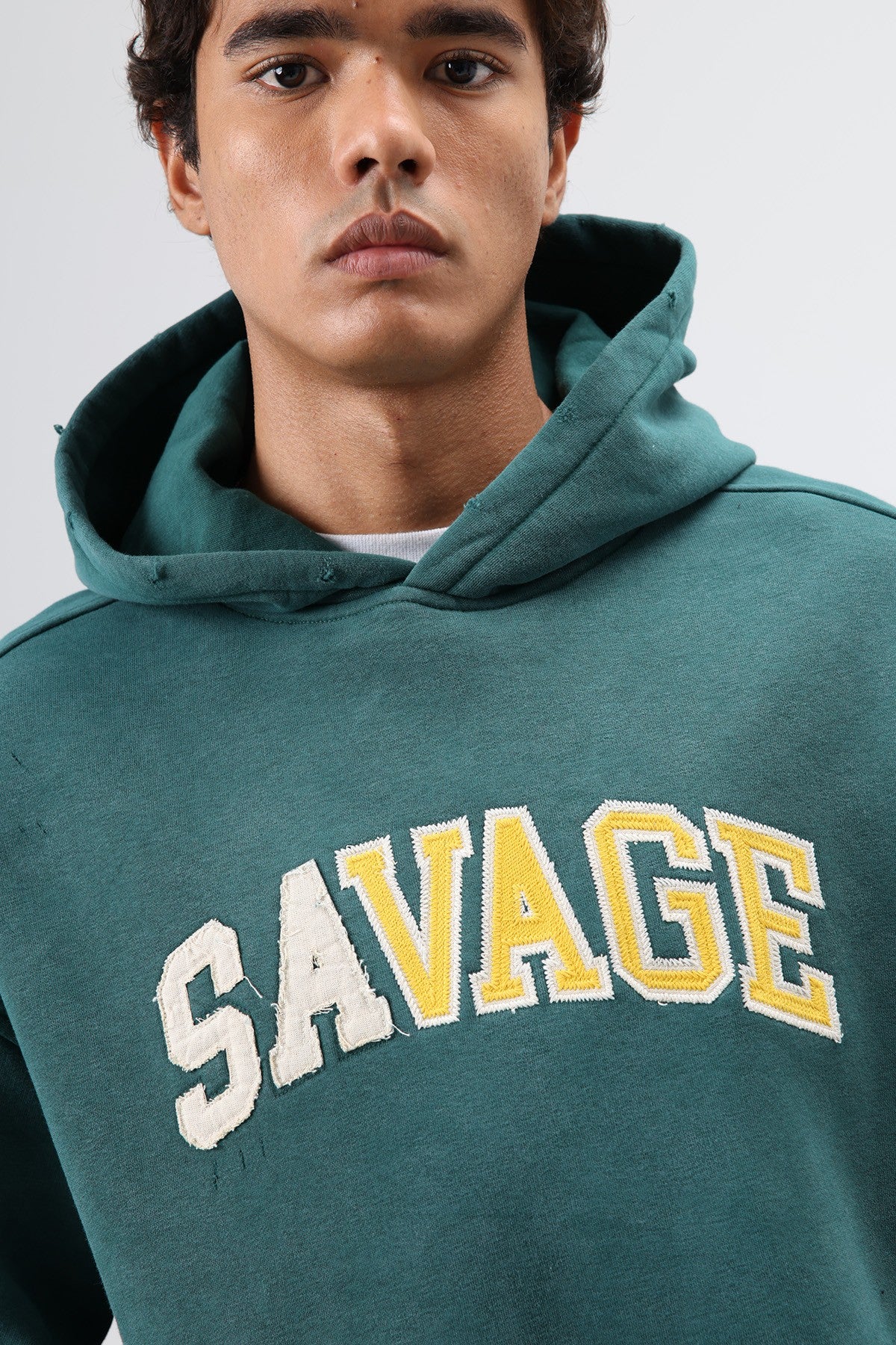 Oversize Baskılı Kapüşonlu Sweatshirt V70-127