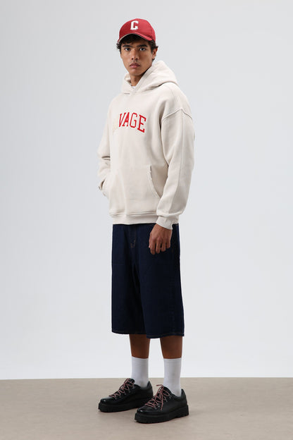 Oversize Baskılı Kapüşonlu Sweatshirt V70-127
