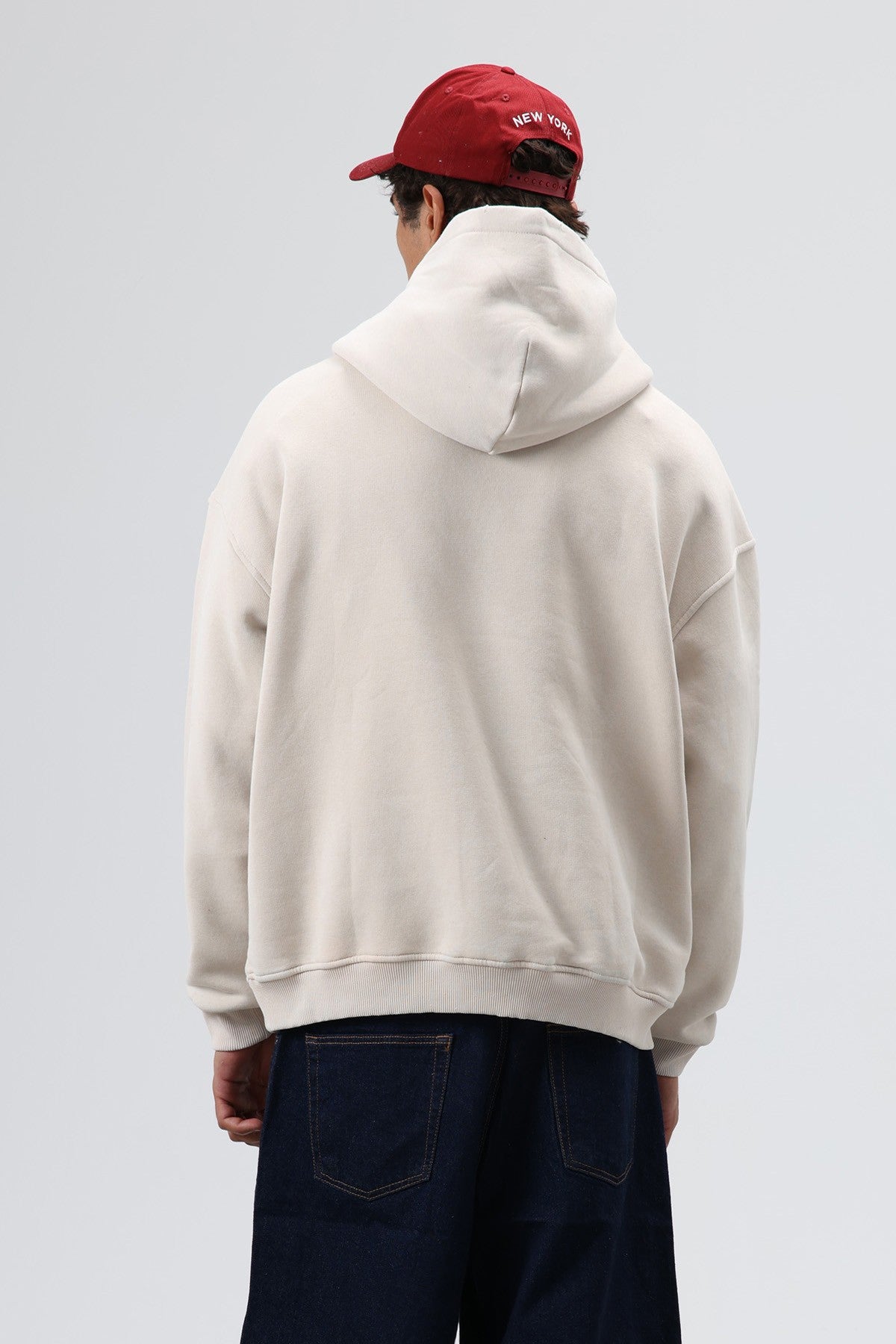 Oversize Baskılı Kapüşonlu Sweatshirt V70-127
