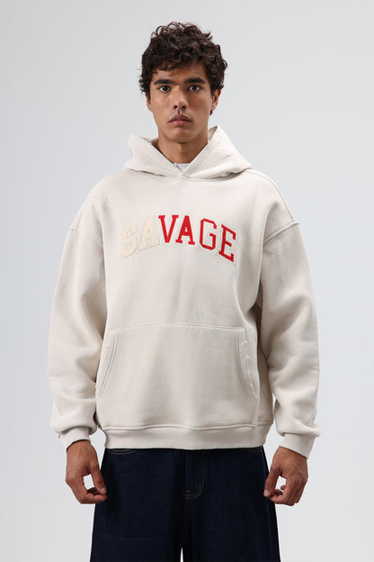 Oversize Baskılı Kapüşonlu Sweatshirt V70-127