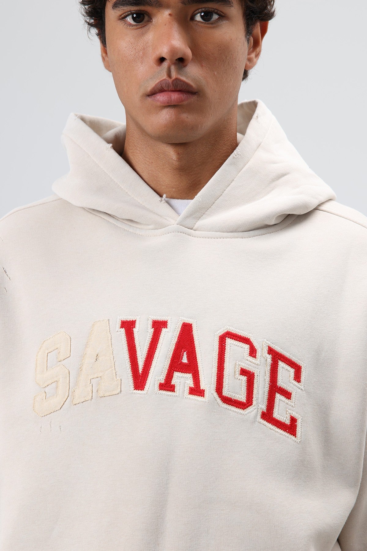Oversize Baskılı Kapüşonlu Sweatshirt V70-127