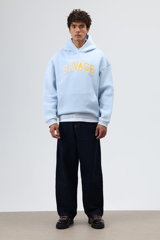 Oversize Baskılı Kapüşonlu Sweatshirt V70-127