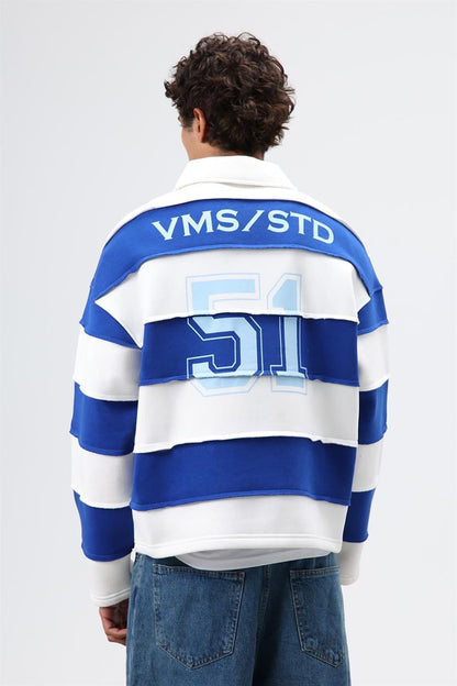 Oversize Şeritli Baskılı Sweatshirt