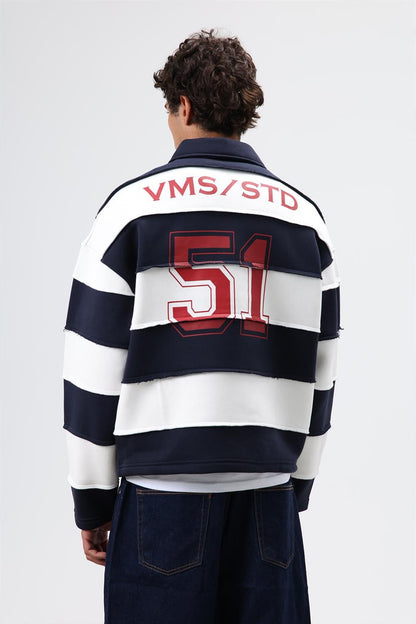 Oversize Şeritli Baskılı Sweatshirt