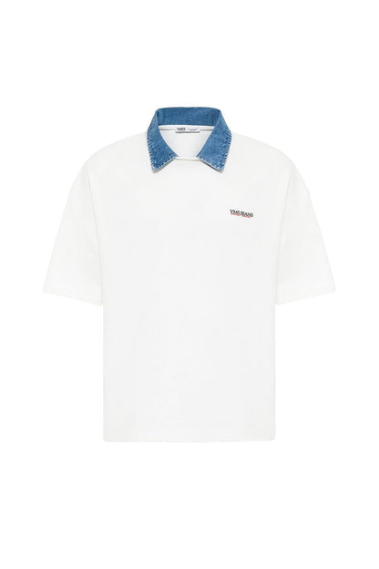 Polo Yaka Yazı Detaylı Oversize Tişört