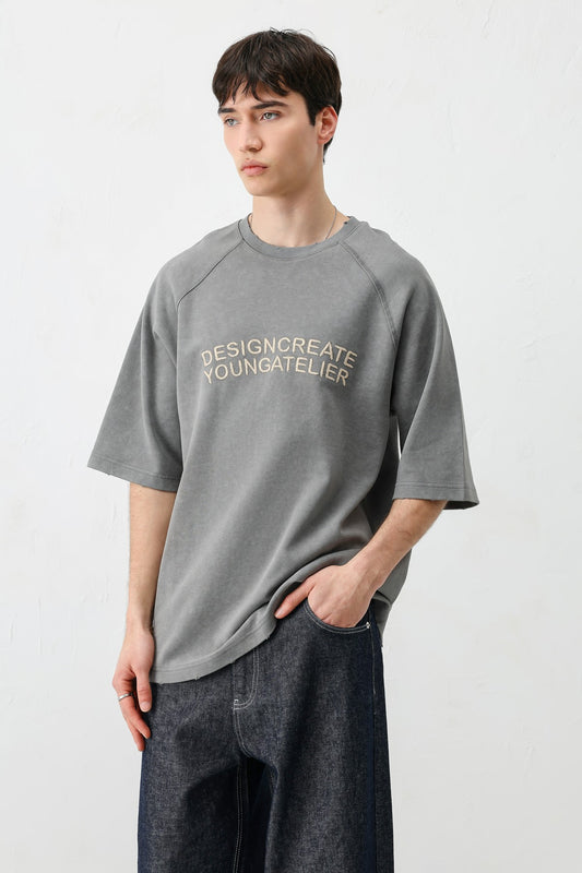 Oversize Reglon Kol Yazı Baskılı Tişört