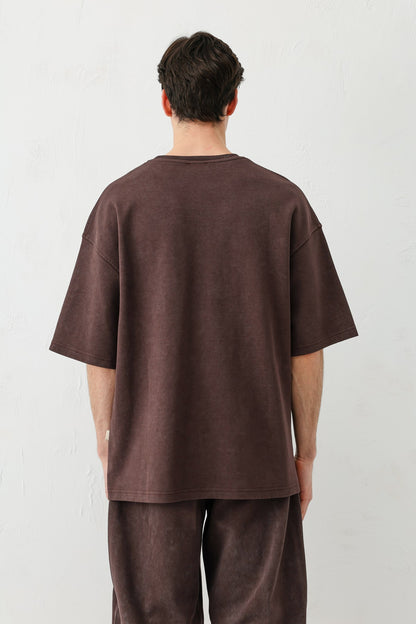 Kısa Kollu Yıkamalı Oversize Tişört