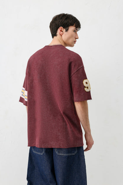 Oversize 91 Baskılı Kol Detaylı Tişört