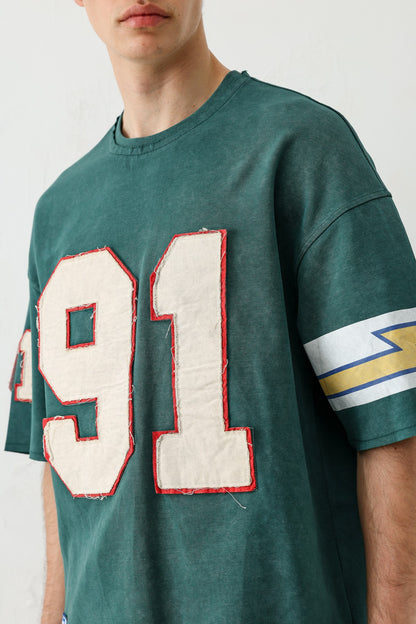 Oversize 91 Baskılı Kol Detaylı Tişört