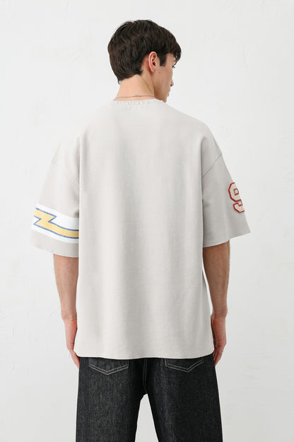 Oversize 91 Baskılı Kol Detaylı Tişört