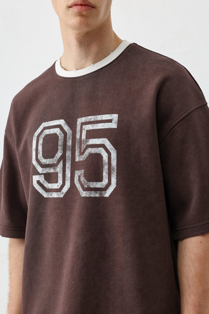 Oversize Bisiklet Yaka 91 Baskılı Tişört