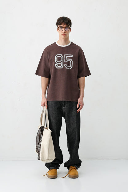 Oversize Bisiklet Yaka 91 Baskılı Tişört