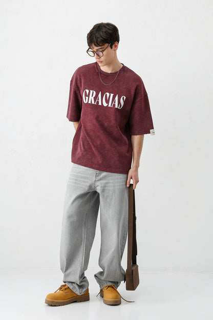 Oversize Gracias Baskılı Tişört