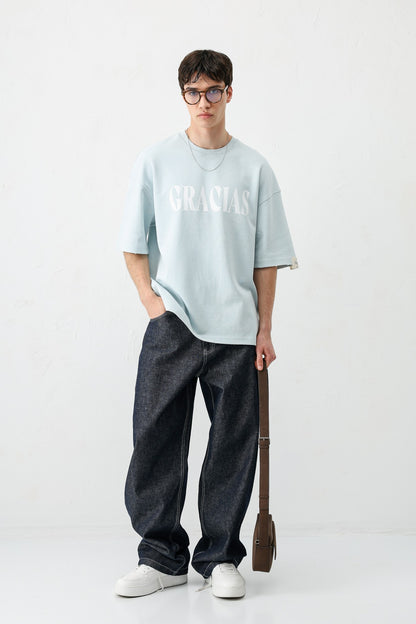 Oversize Gracias Baskılı Tişört