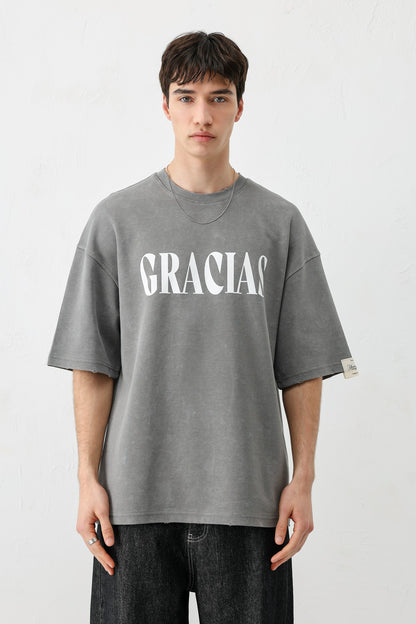 Oversize Gracias Baskılı Tişört