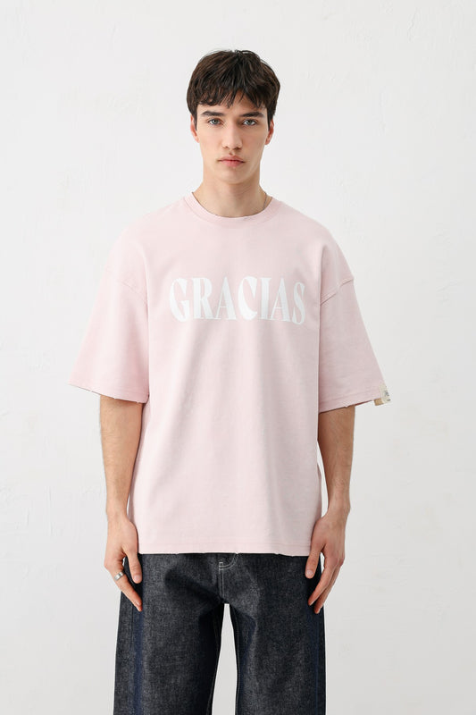 Oversize Gracias Baskılı Tişört