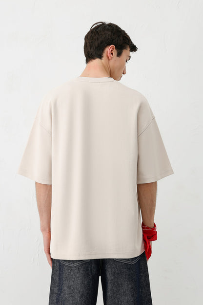 Yıkamalı Baskılı Oversize Tişört