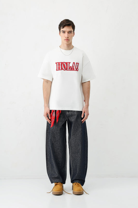 Yıkamalı Baskılı Oversize Tişört