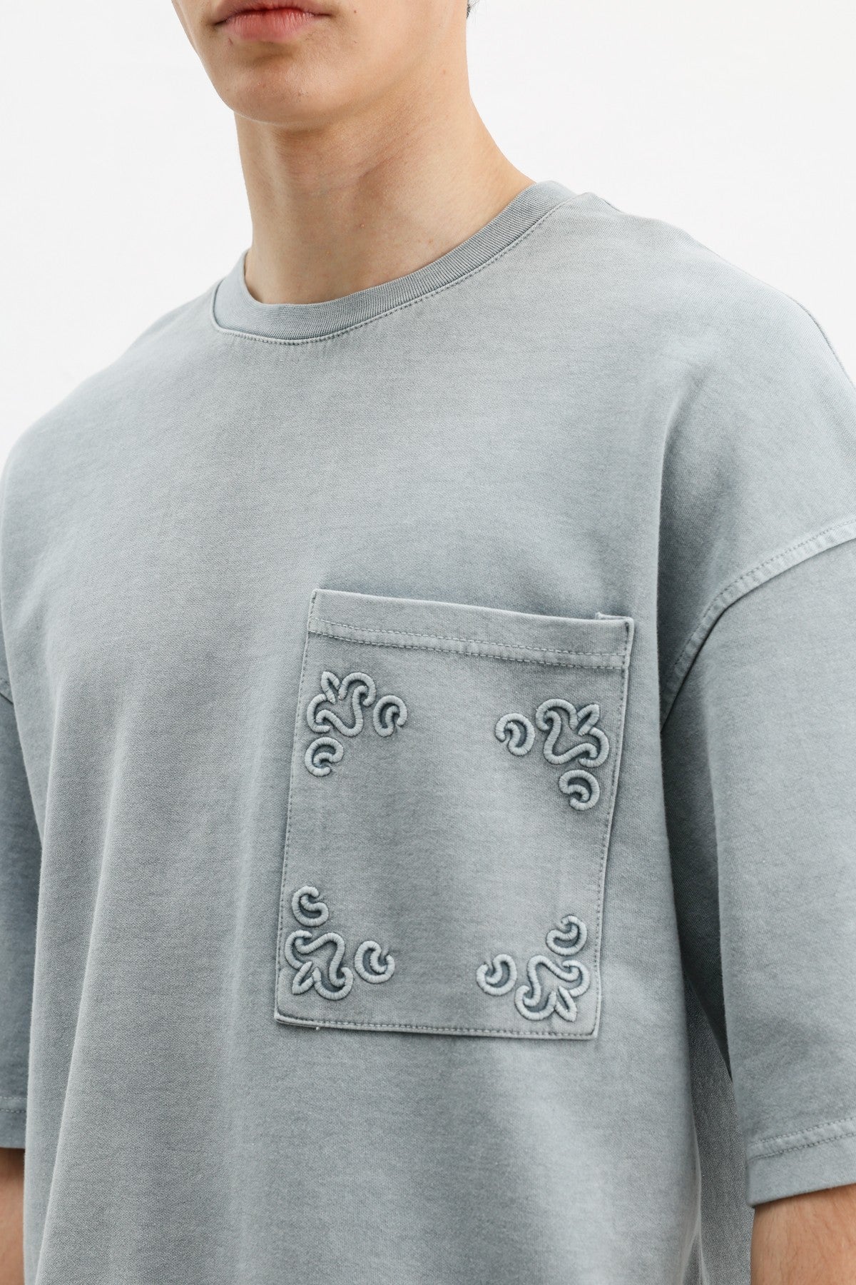 Oversize Baskılı Tişört Gri