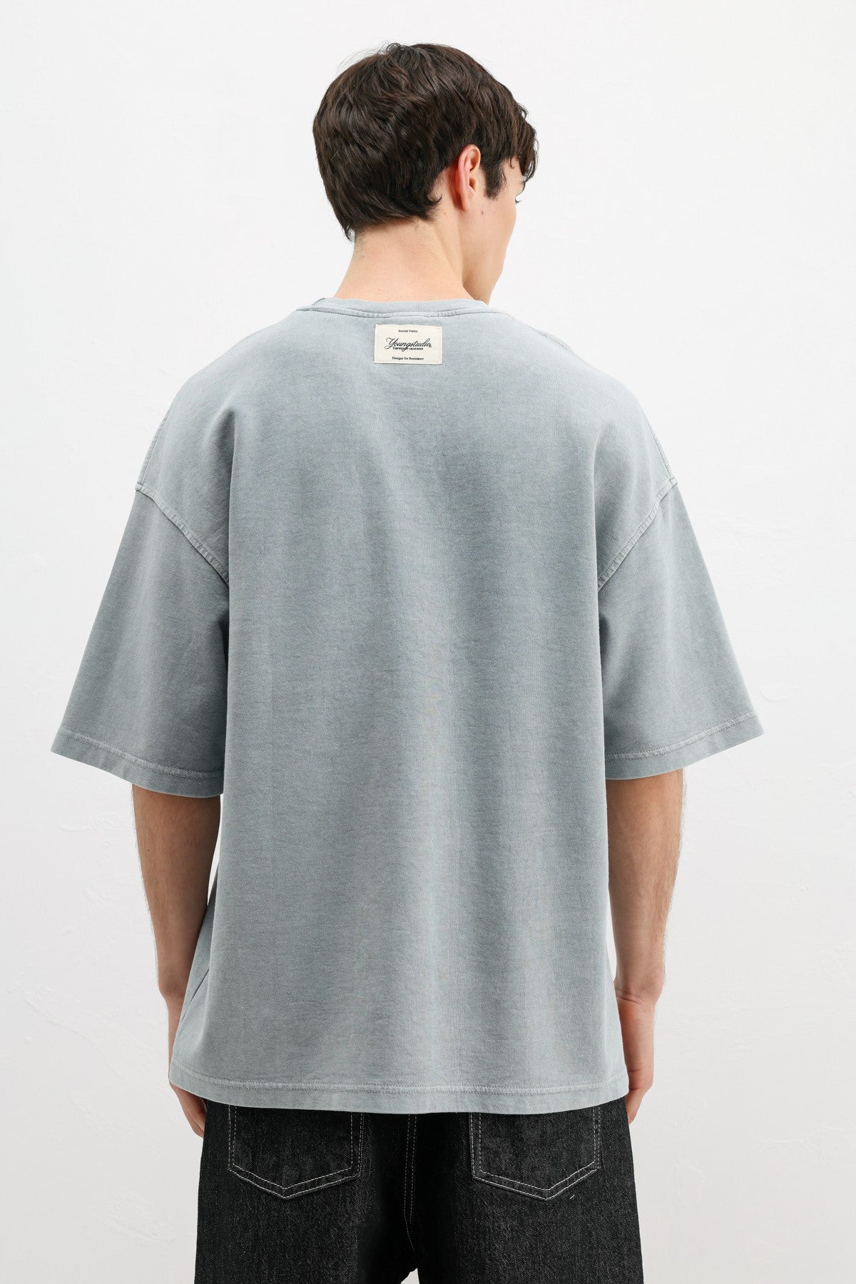 Oversize Baskılı Tişört Gri
