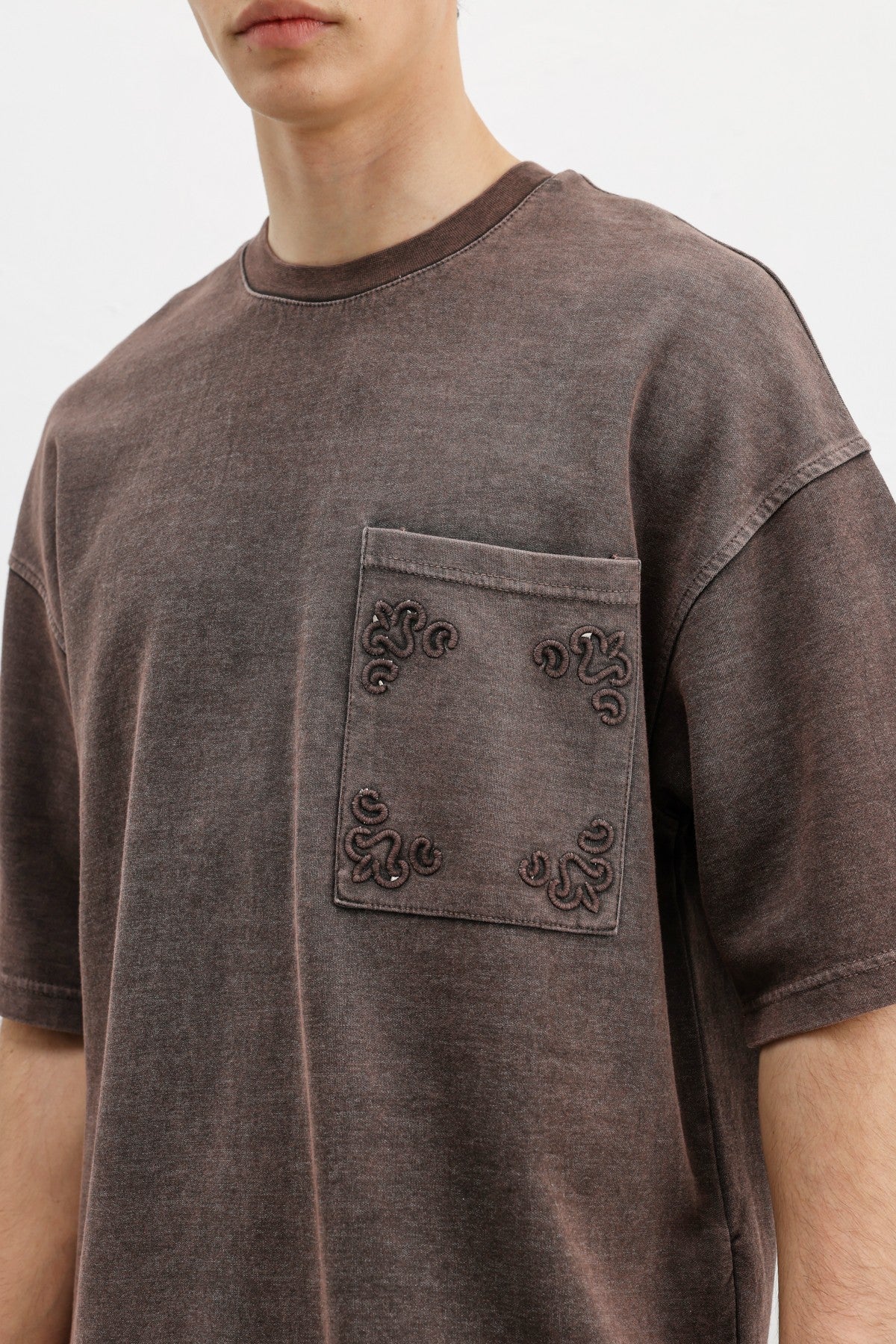 Oversize Baskılı Tişört Kahve