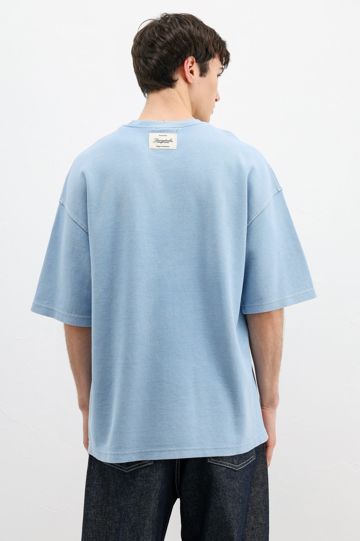 Oversize Baskılı Tişört Bebe Mavi