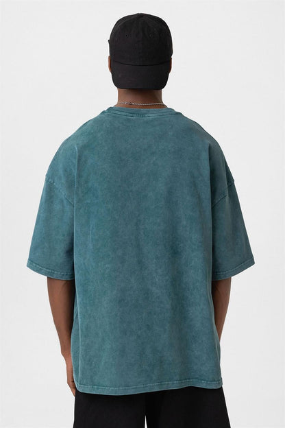 Yıkamalı Baskılı Oversize Tişört
