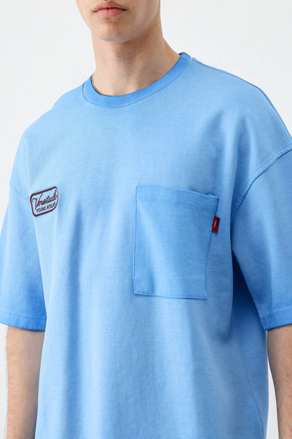 Oversize Baskılı Tişört Saks
