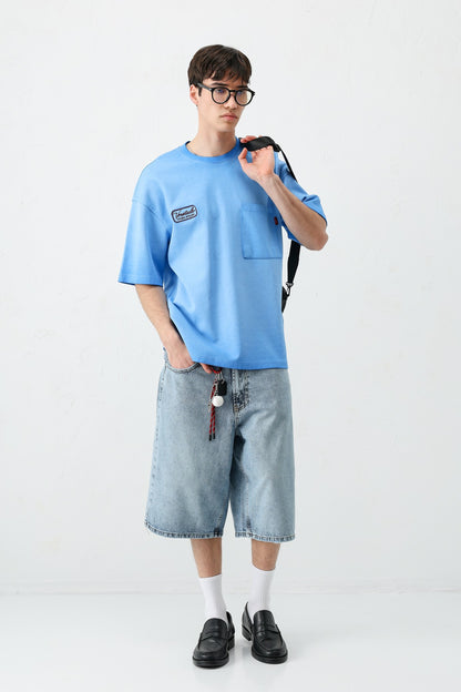 Oversize Baskılı Tişört Saks