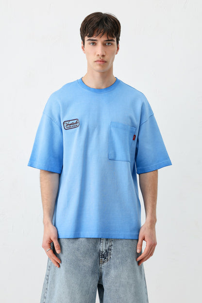Oversize Baskılı Tişört Saks