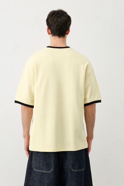 Baskılı Bisiklet Yaka Oversize Tişört