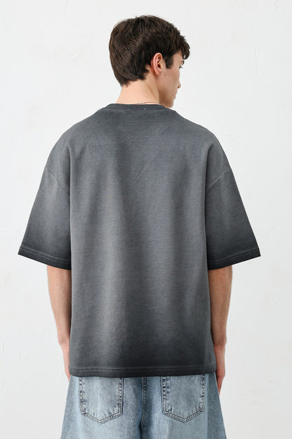 Oversize Bisiklet Yaka Baskılı Heavyweight Tişört