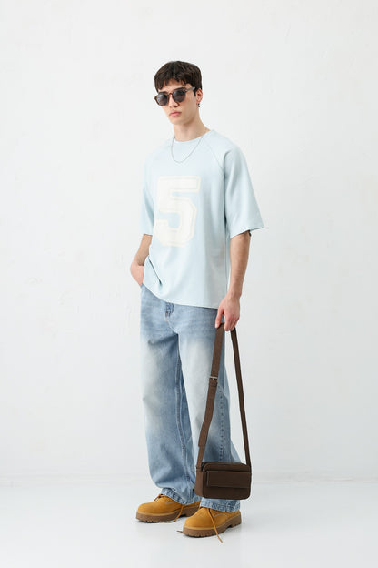 Bisiklet Yaka Oversize 5 Baskılı Tişört