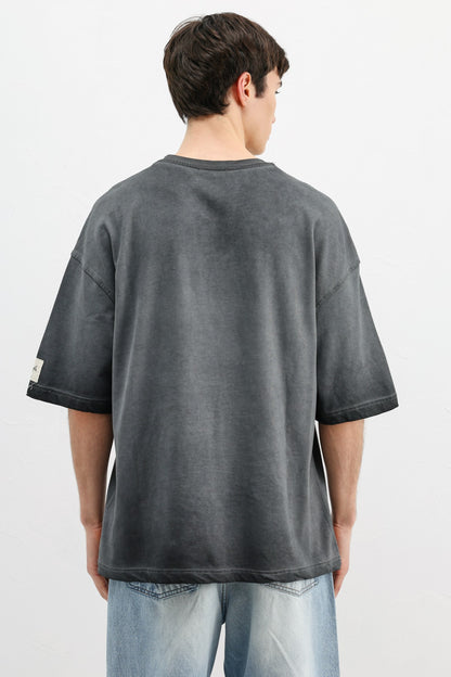 Oversize Baskılı Tişört Siyah