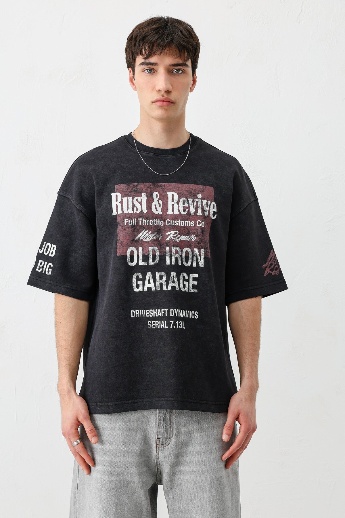 Oversize Baskılı Tişört V70-167