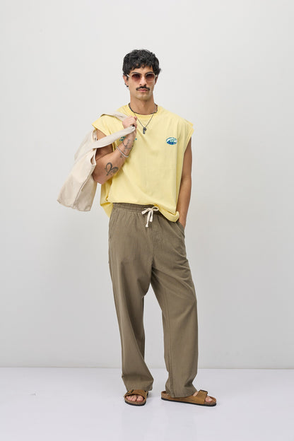 Oversize Baskılı Kolsuz Tişört