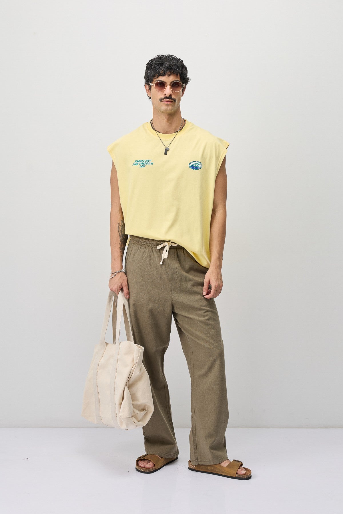 Oversize Baskılı Kolsuz Tişört