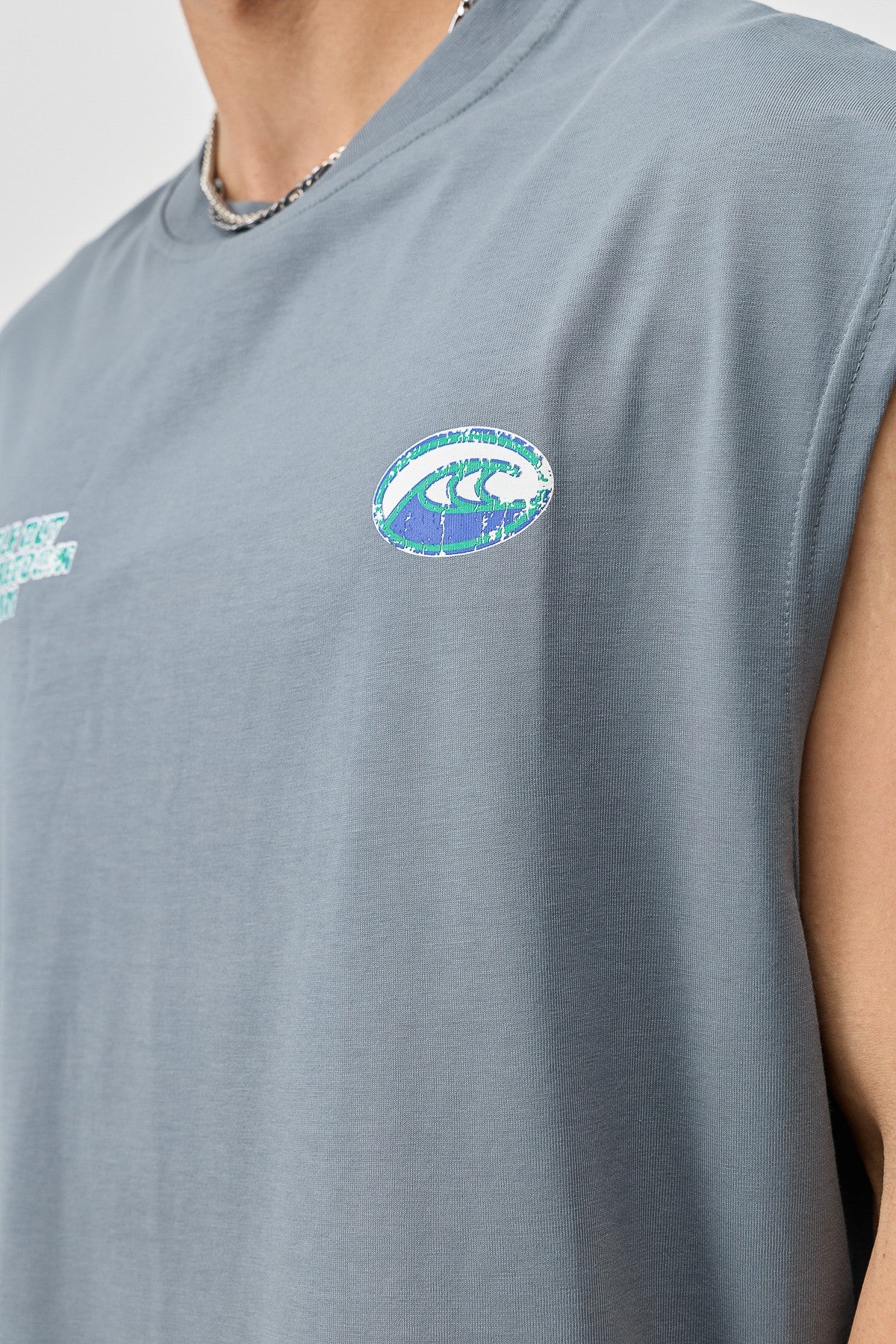 Oversize Baskılı Kolsuz Tişört