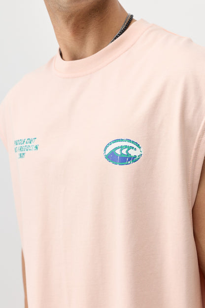 Oversize Baskılı Kolsuz Tişört