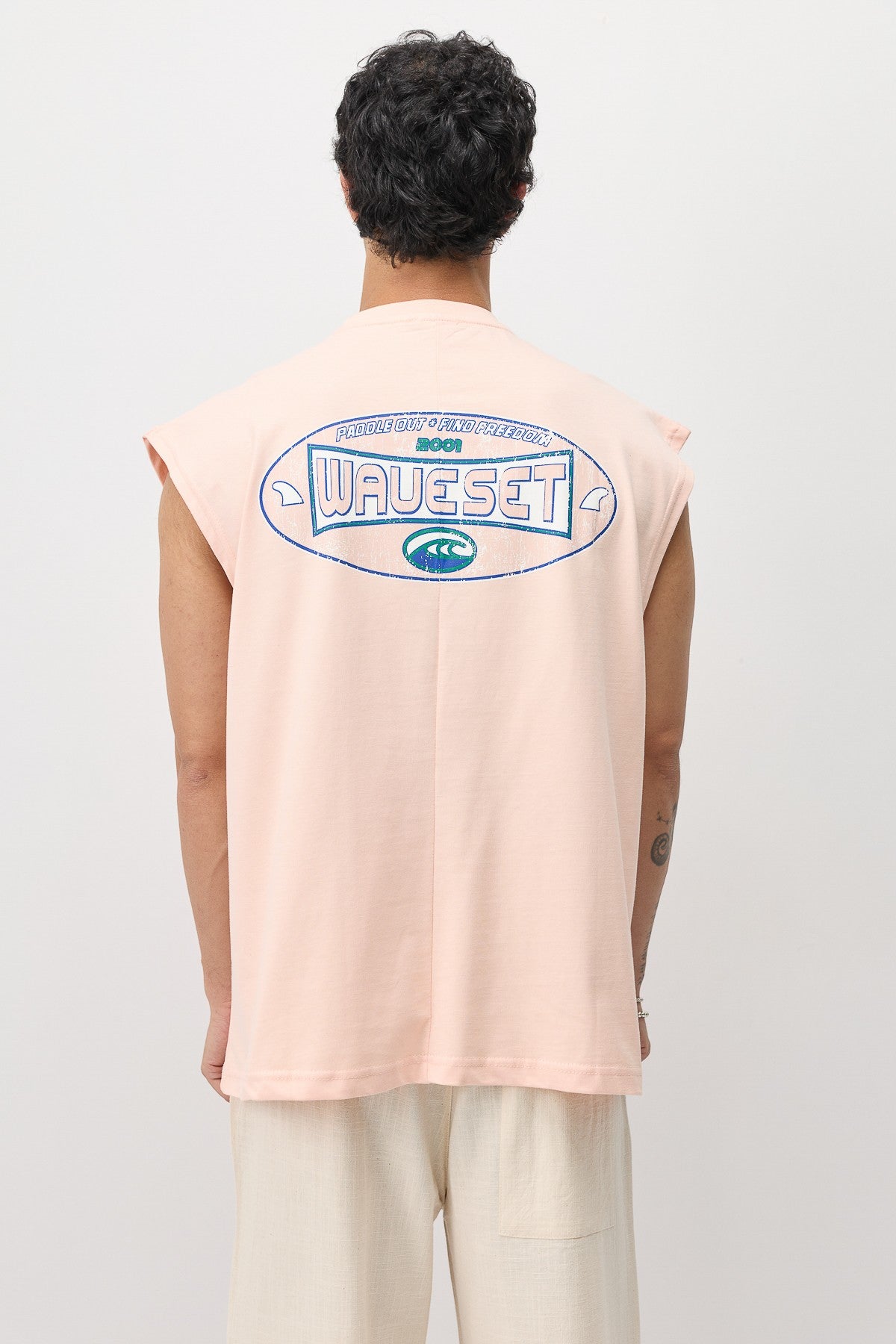 Oversize Baskılı Kolsuz Tişört