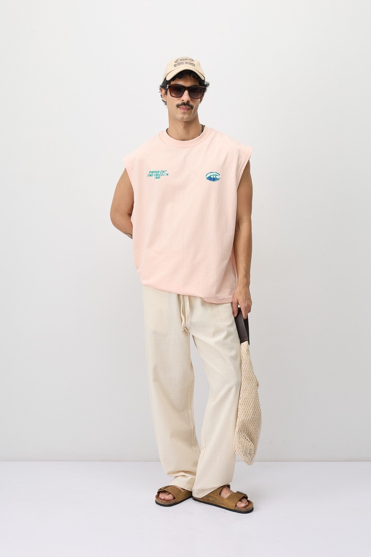 Oversize Baskılı Kolsuz Tişört