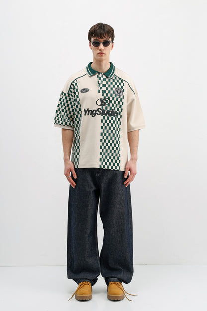 Polo Yaka Baskılı Oversize Tişört