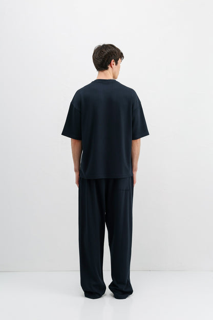 Fitilli Dokulu Oversize Tişört