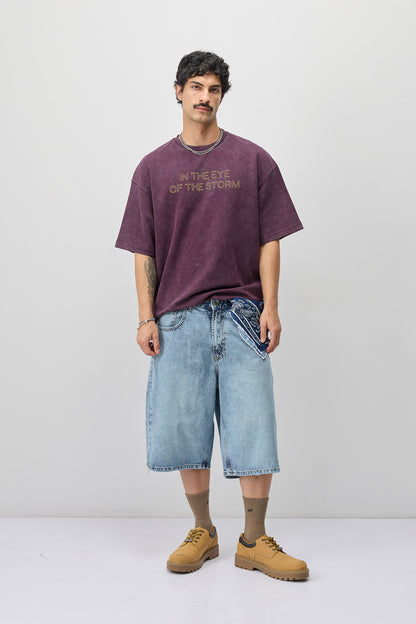 Oversize Ön Yazı Baskılı Tişört