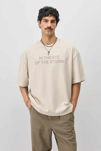 Oversize Ön Yazı Baskılı Tişört