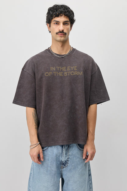 Oversize Ön Yazı Baskılı Tişört