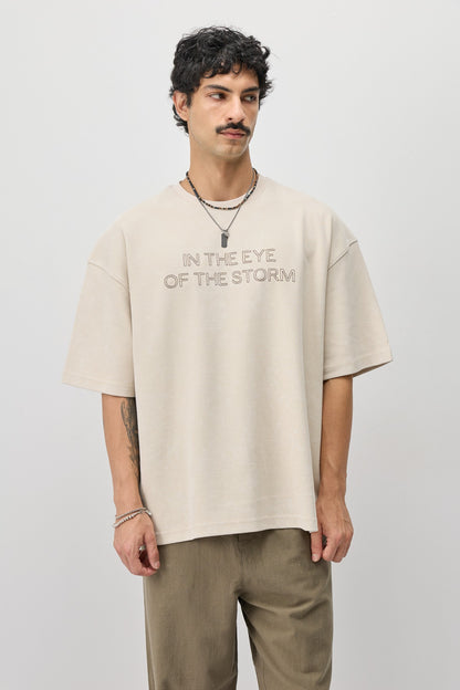 Oversize Ön Yazı Baskılı Tişört